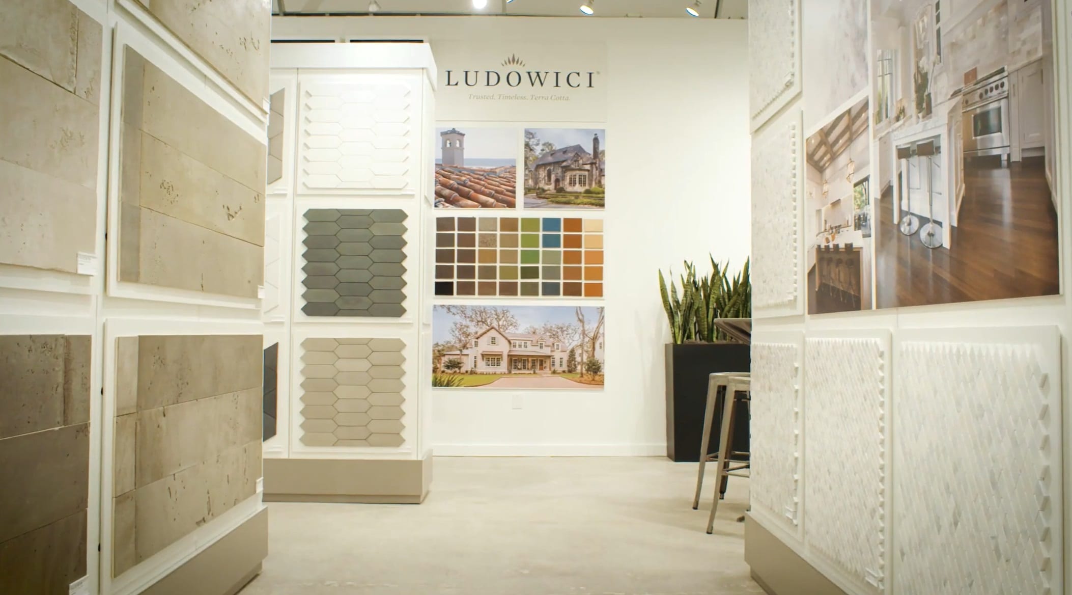 Ludowici has partnered with CIOT to include a partner wall on display in the Atlanta showroom.  This large display showcases a range of terra cotta tile profile and color options.