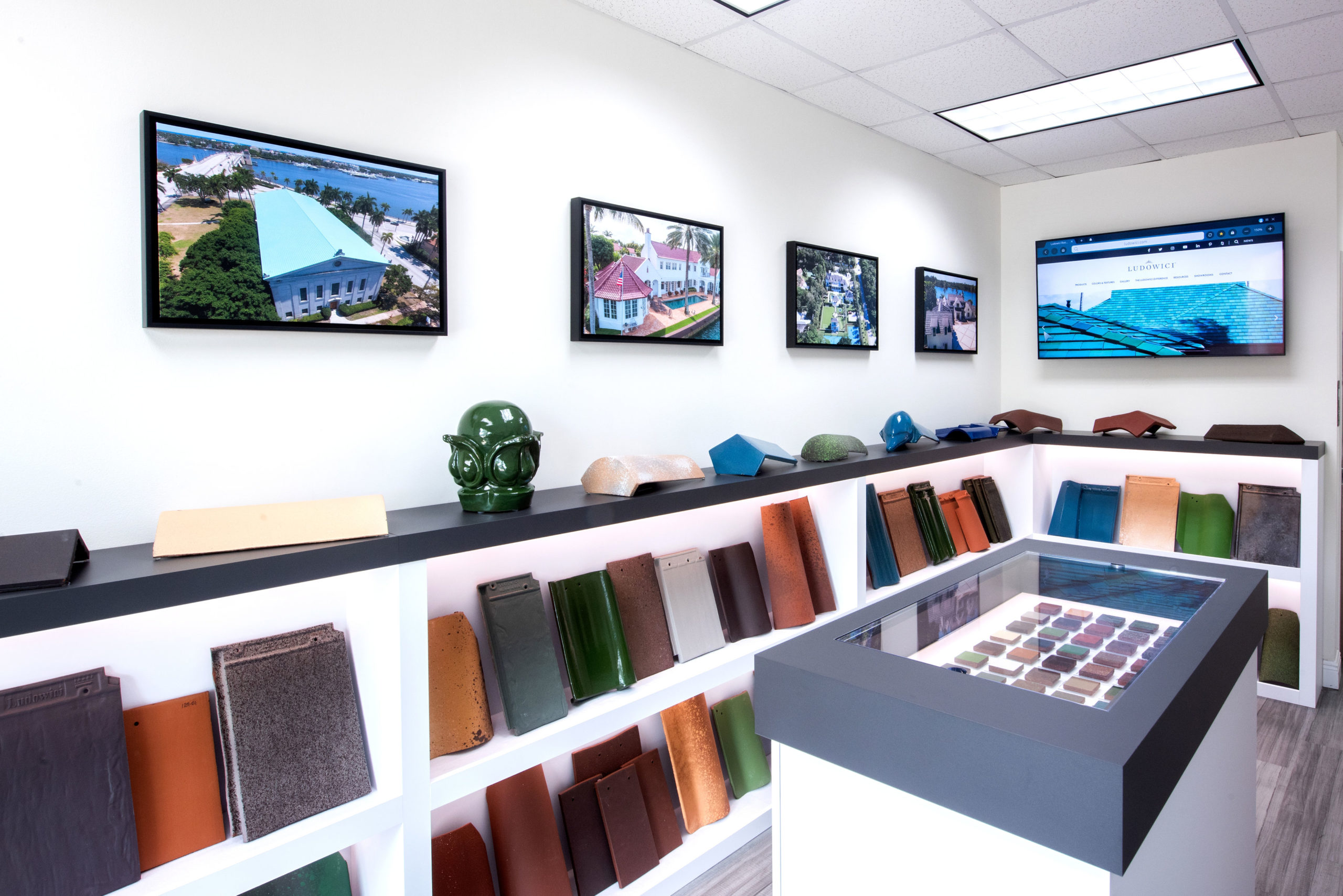 During your visit to our South Florida showroom, you will see many different terra cotta roof tile samples beautifully displayed to help inspire and experience the Ludowici difference. The design inspiration here is endless! 
