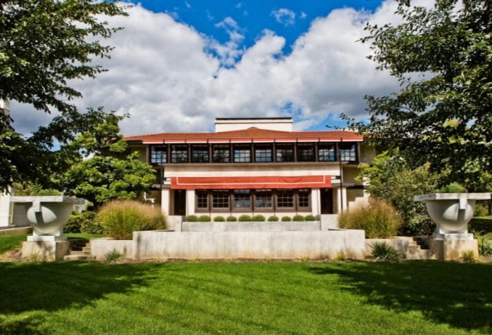 Frank lloyd wright house shows off red ludowici roof