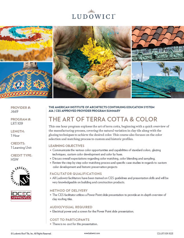 CEU Outline: The Art of Terra Cotta & Color