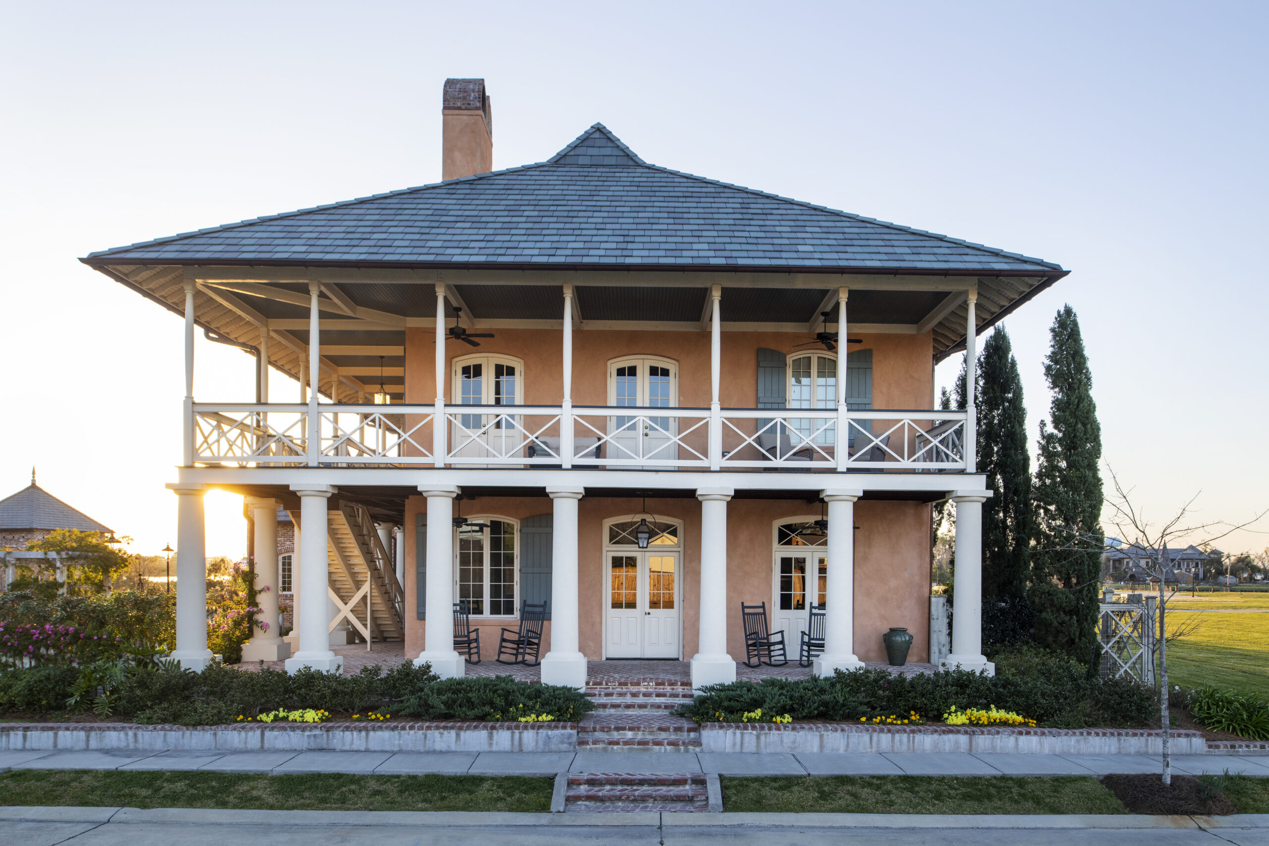 La Maison Bosque, Lake Charles, LA with LudoSlate Roof Custom Color 111 - Front